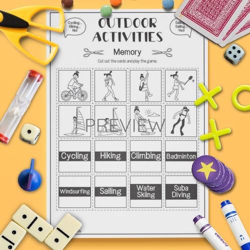 ESL English Outdoor Activities Memory Game Activity Worksheet