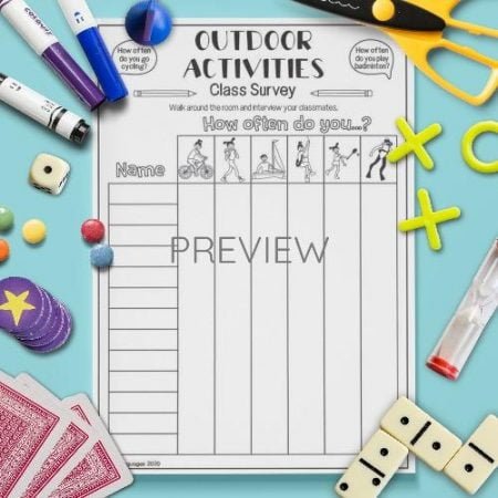 ESL English Outdoor Activities Survey Activity Worksheet