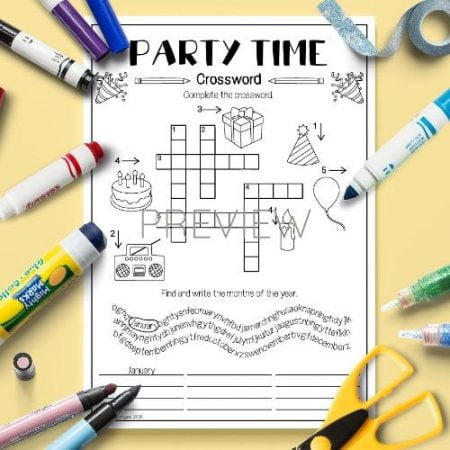 Party Time Crossword Activity Fun ESL Worksheet For Kids