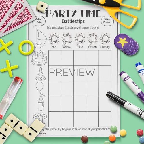 ESL English Party Time Battleships Game Activity Worksheet