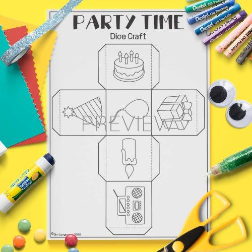ESL English Party Time Dice Craft Activity Worksheet