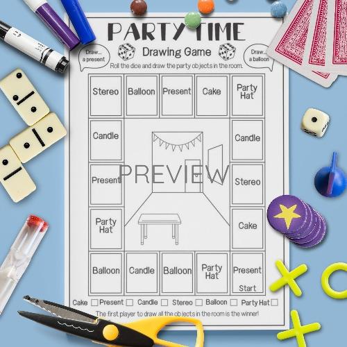 ESL English Party Time Drawing Game Activity Worksheet
