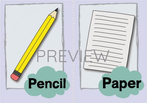 ESL English Pencil Paper Flashcard