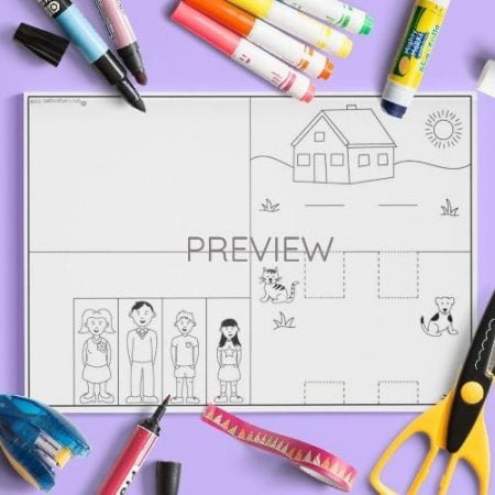 ESL English Pop Up Family Scene Craft Activity Worksheet
