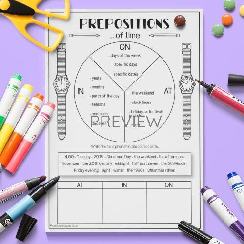 ESL English Prepositions Of Time Activity Worksheet