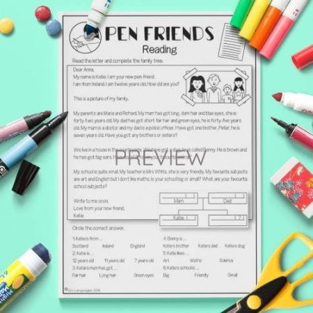 ESL English Pen Friends Reading Activity Worksheet