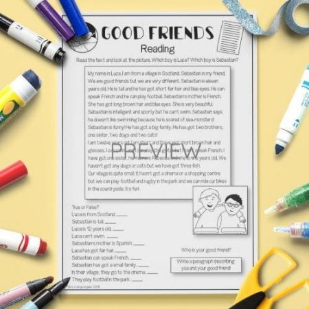 ESL English Good Friends Reading Activity Worksheet