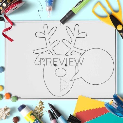 ESL English Christmas Reindeer Pop Up Craft Activity Worksheet