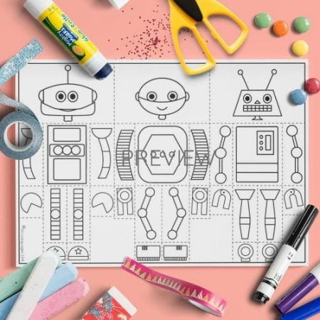 ESL English Robot Body Mix And Match Craft Activity Worksheet