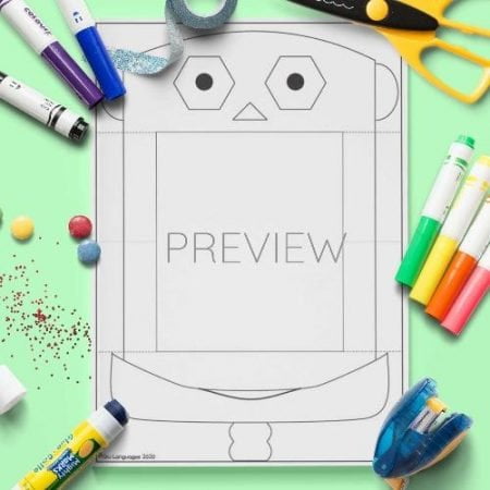 ESL English Robot Face Pull Down Craft Activity Worksheet