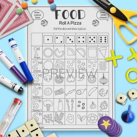 ESL English Food Roll A Pizza Game Activity Worksheet