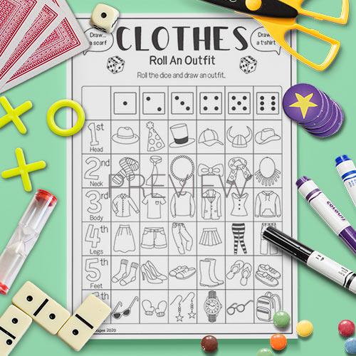 ESL English Clothes Roll An Outfit Game Activity Worksheet