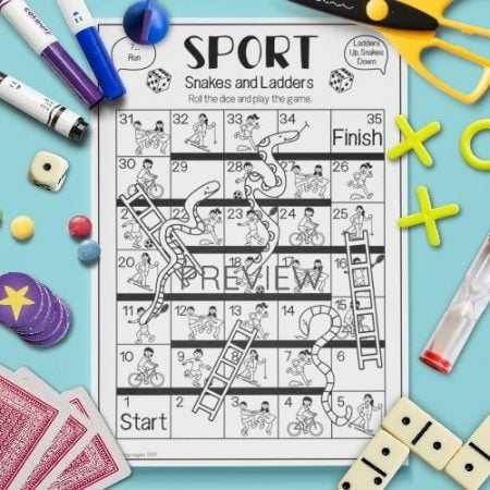 ESL English Sport Snakes And Ladders Game Activity Worksheet