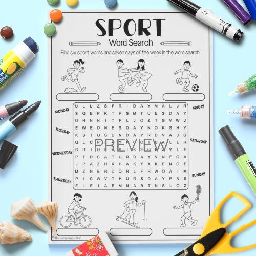 ESL English Sport Word Search Activity Worksheet