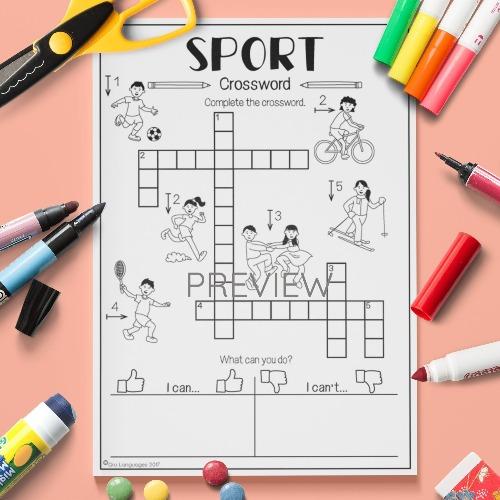 ESL English Sport Crossword Activity Worksheet
