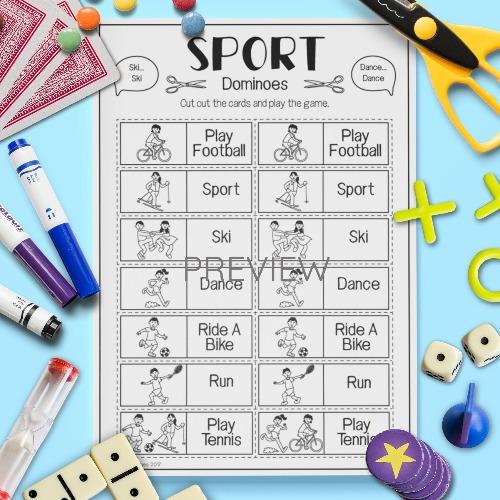 ESL English Sport Dominoes Game Activity Worksheet