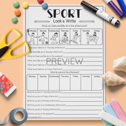 ESL English Sport Look And Write Activity Worksheet