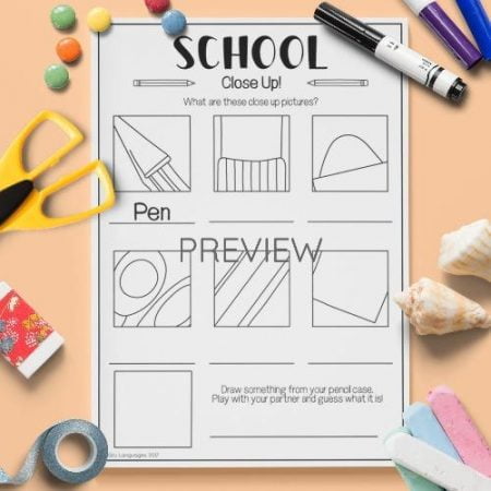 ESL English School Close Up Vocabulary Activity Worksheet