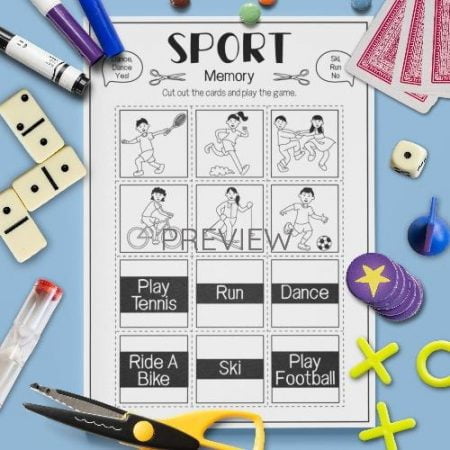ESL English Sport Memory Game Activity Worksheet