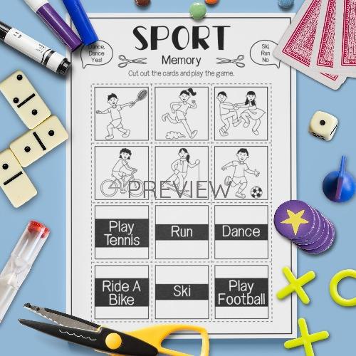 ESL English Sport Memory Game Activity Worksheet