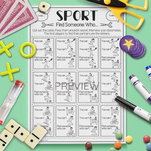 ESL English Sport Find Someone Who Activity Worksheet