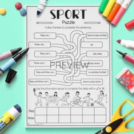 ESL English Sport Puzzle Activity Worksheet
