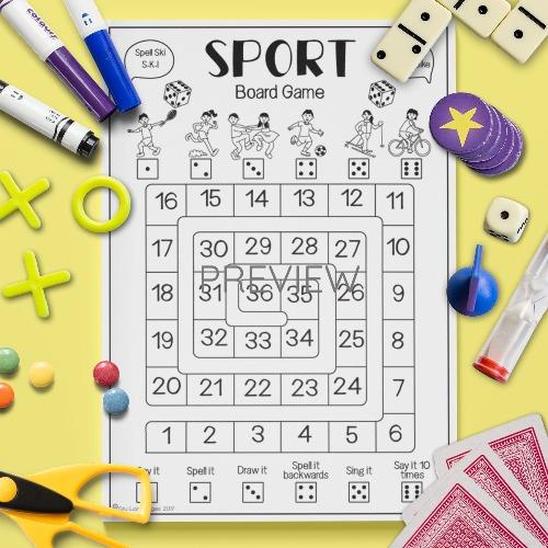 ESL English Sport Board Game Activity Worksheet