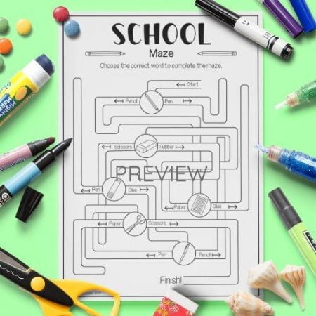 ESL English School Vocabulary Maze Activity Worksheet
