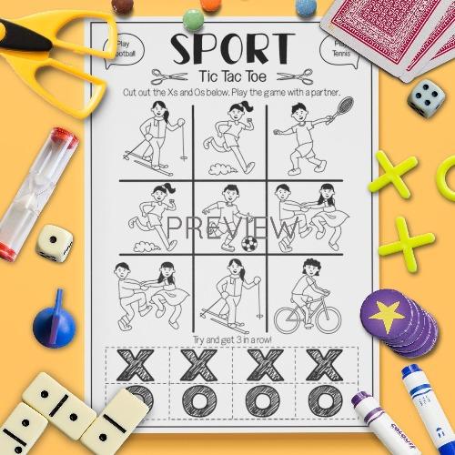 ESL English Sport Tic Tac Toe Game Activity Worksheet