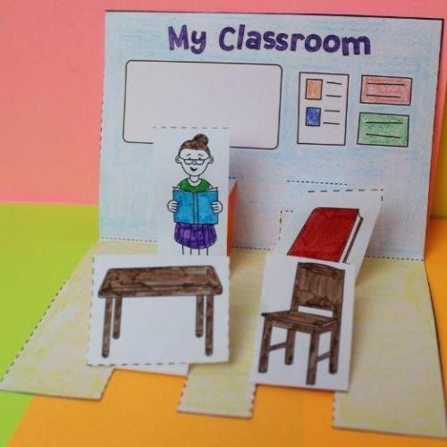 School pop up classroom craft fun esl worksheet for kids