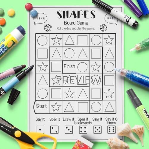 ESL English Shapes Board Game Activity Worksheet