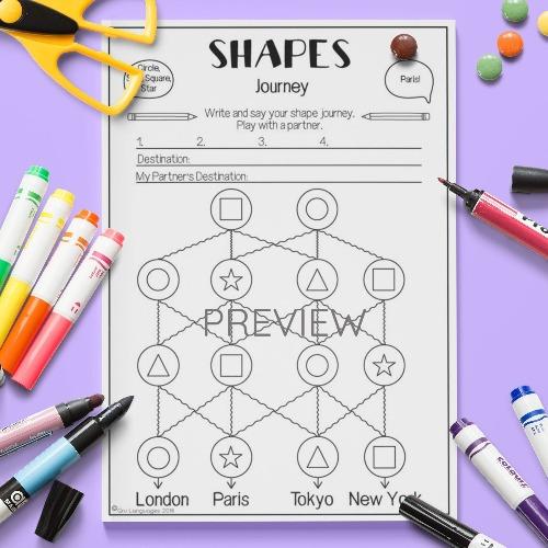 ESL English Shapes Pronunciation Journey Game Activity Worksheet