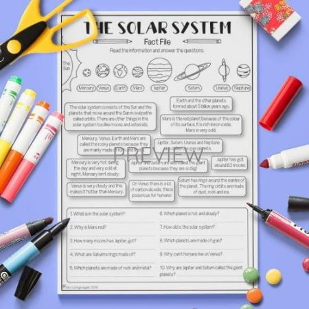 ESL English Solar System Fact File Activity Worksheet