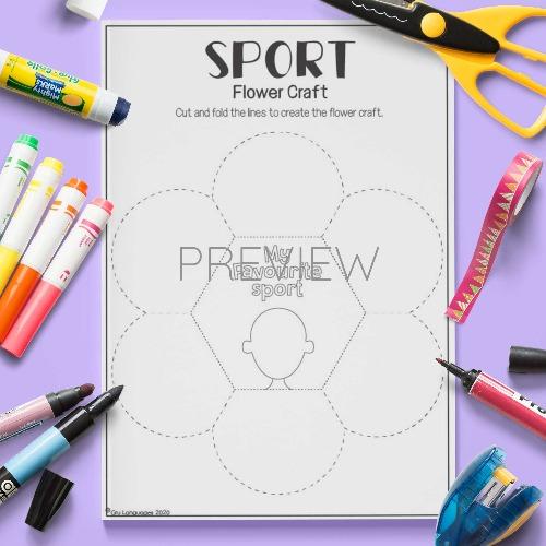 ESL English Sport Flower Craft Activity Worksheet