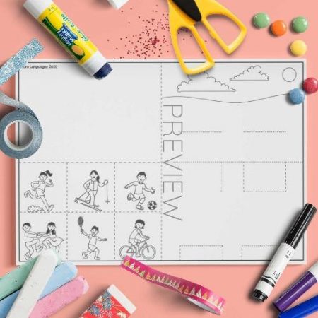 ESL English Sport Pop Up Craft Activity Worksheet