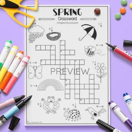 ESL English Spring Crossword Activity Worksheet
