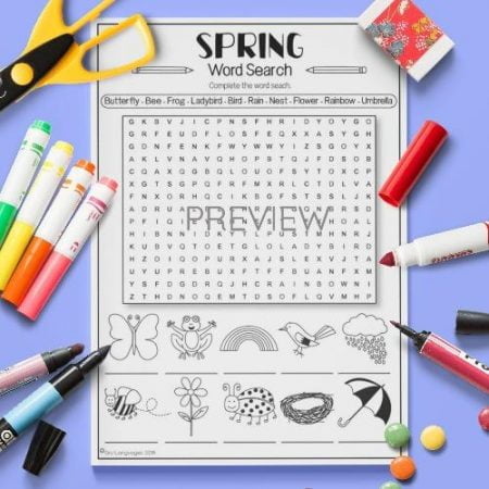 ESL English Spring Word Search Activity Worksheet