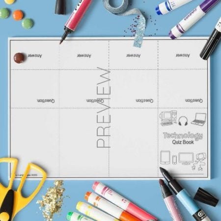 ESL English Technology Quiz Book Craft Activity Worksheet