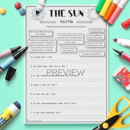 ESL English The Sun Fact File Activity Worksheet