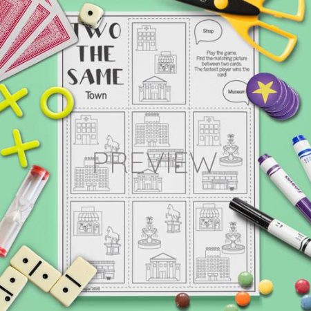 ESL English Town Two The Same Card Game Activity Worksheet