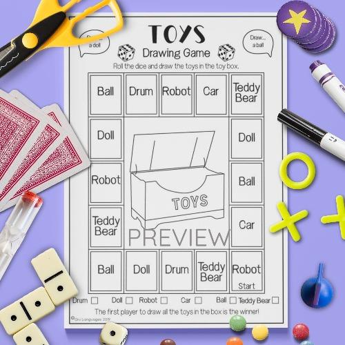 ESL English Toys Drawing Game Activity Worksheet