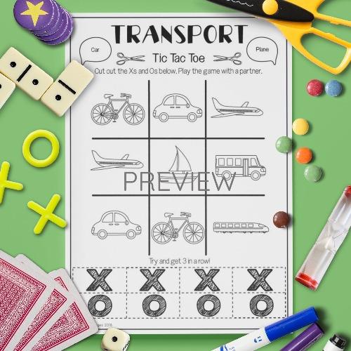 ESL English Transport Tic Tac Toe Game Activity Worksheet