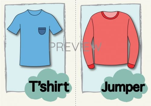 ESL English T-shirt and Jumper Flashcard