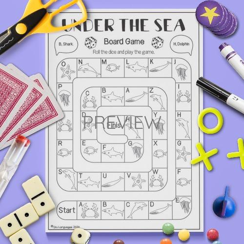 ESL English Under The Sea Board Game Activity Worksheet