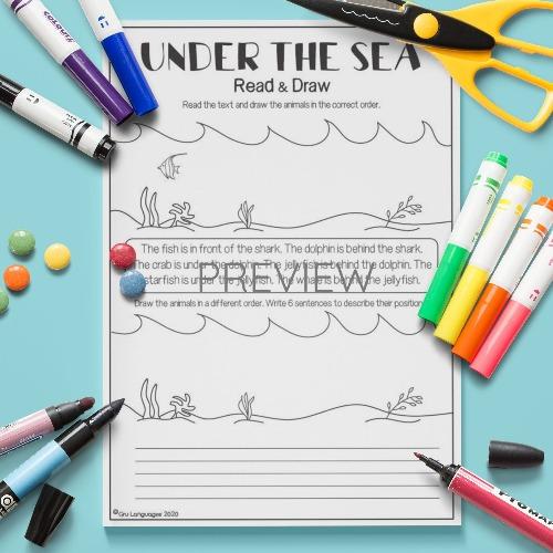 ESL English Under The Sea Draw In Order Activity Worksheet