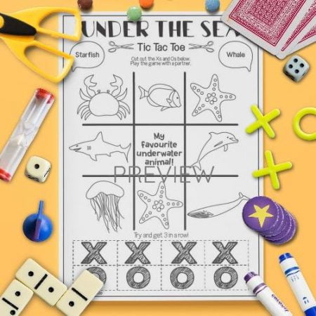 ESL English Under The Sea Tic Tac Toe Game Activity Worksheet
