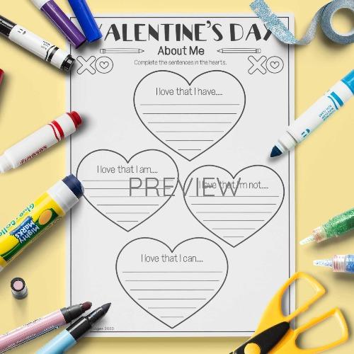 ESL English Valentines Day About Me Activity Worksheet