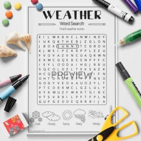 ESL English Weather Word Search Activity Worksheet