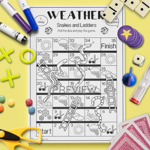 ESL English Weather Snakes And Ladders Game Activity Worksheet