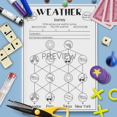 ESL English Weather Pronunciation Journey Activity Worksheet